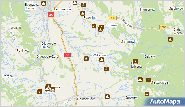 mapa Wilkanów, Wilkanów na mapie Targeo