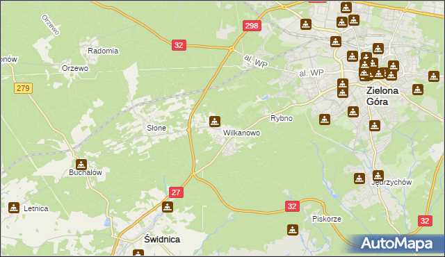 mapa Wilkanowo gmina Świdnica, Wilkanowo gmina Świdnica na mapie Targeo