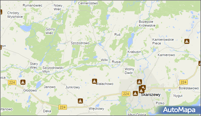 mapa Wilki gmina Skarszewy, Wilki gmina Skarszewy na mapie Targeo