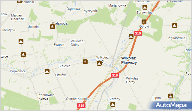 mapa Wilkołaz Drugi, Wilkołaz Drugi na mapie Targeo