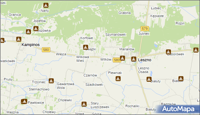 mapa Wilków gmina Leszno, Wilków gmina Leszno na mapie Targeo