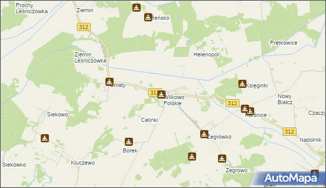 mapa Wilkowo Polskie, Wilkowo Polskie na mapie Targeo