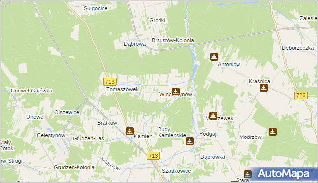 mapa Wincentynów, Wincentynów na mapie Targeo