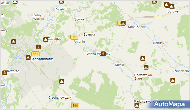 mapa Winna-Chroły, Winna-Chroły na mapie Targeo