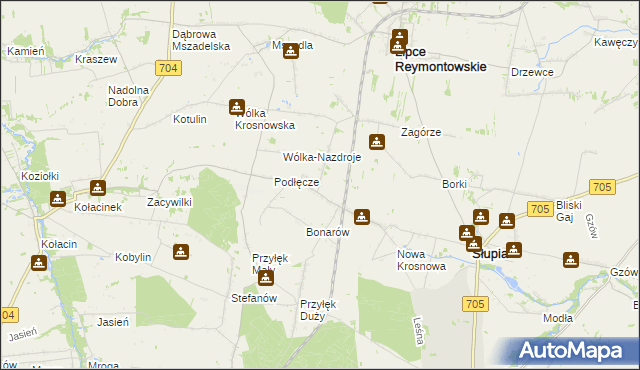 mapa Winna Góra gmina Słupia, Winna Góra gmina Słupia na mapie Targeo