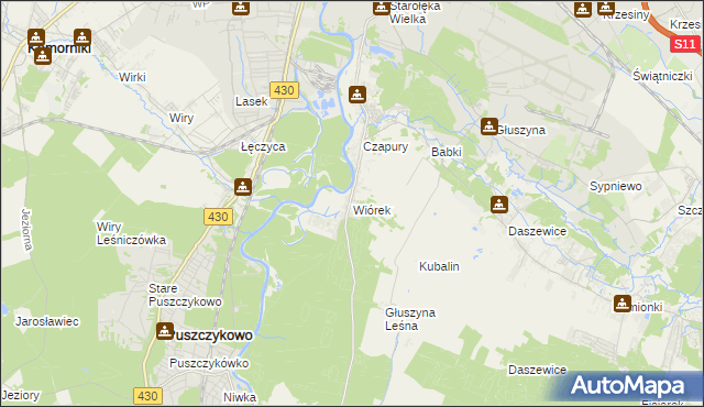 mapa Wiórek, Wiórek na mapie Targeo