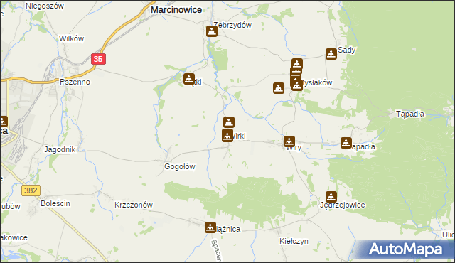 mapa Wirki, Wirki na mapie Targeo