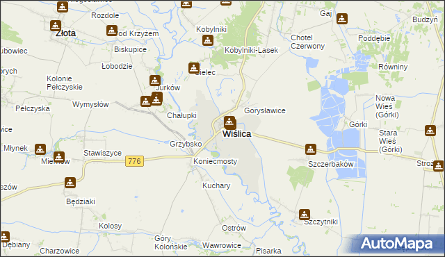 mapa Wiślica powiat buski, Wiślica powiat buski na mapie Targeo