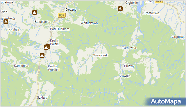 mapa Wisłoczek, Wisłoczek na mapie Targeo