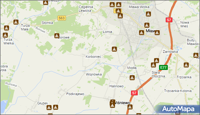 mapa Wiśniewko gmina Wiśniewo, Wiśniewko gmina Wiśniewo na mapie Targeo