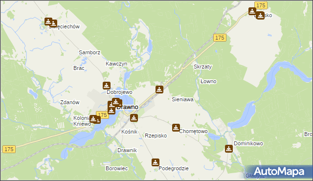 mapa Wiśniewo gmina Drawno, Wiśniewo gmina Drawno na mapie Targeo