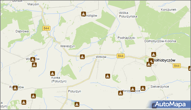 mapa Witków gmina Dołhobyczów, Witków gmina Dołhobyczów na mapie Targeo