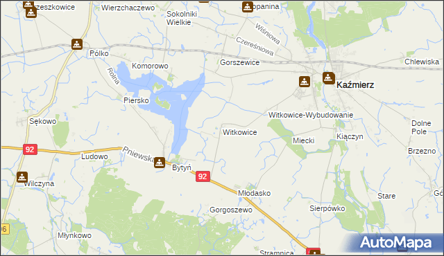 mapa Witkowice gmina Kaźmierz, Witkowice gmina Kaźmierz na mapie Targeo