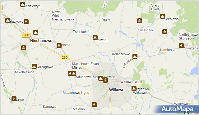 mapa Witkówko, Witkówko na mapie Targeo