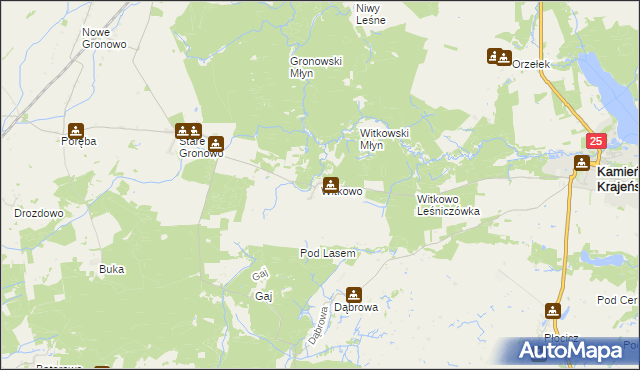 mapa Witkowo gmina Kamień Krajeński, Witkowo gmina Kamień Krajeński na mapie Targeo