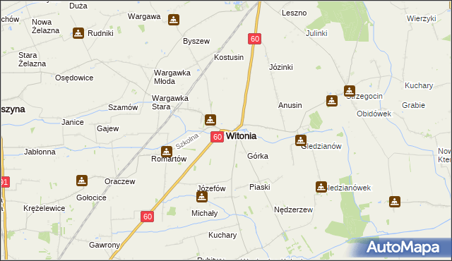mapa Witonia, Witonia na mapie Targeo