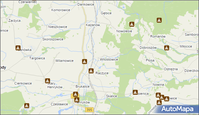 mapa Witostowice, Witostowice na mapie Targeo