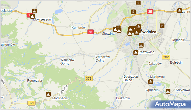 mapa Witoszów Dolny, Witoszów Dolny na mapie Targeo