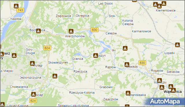 mapa Witoszyn gmina Kazimierz Dolny, Witoszyn gmina Kazimierz Dolny na mapie Targeo