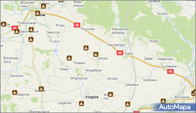 mapa Witów gmina Irządze, Witów gmina Irządze na mapie Targeo