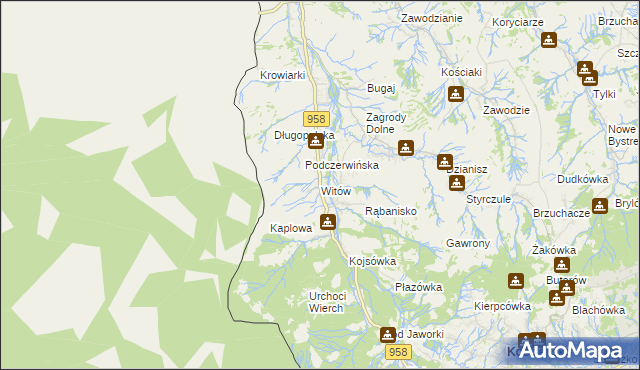 mapa Witów gmina Kościelisko, Witów gmina Kościelisko na mapie Targeo