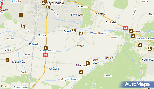 mapa Witów gmina Sulejów, Witów gmina Sulejów na mapie Targeo