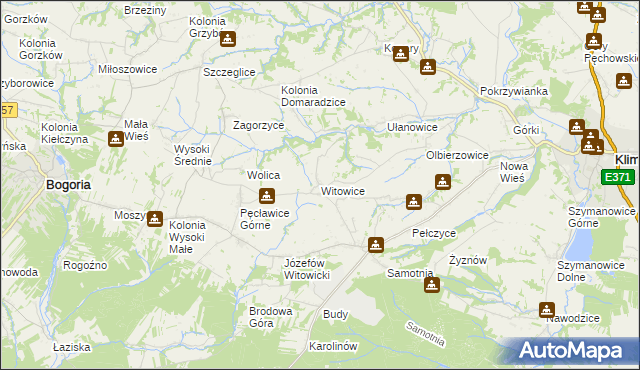 mapa Witowice gmina Bogoria, Witowice gmina Bogoria na mapie Targeo