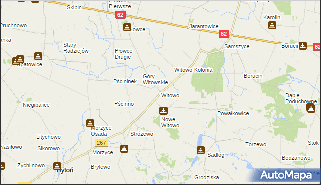 mapa Witowo gmina Bytoń, Witowo gmina Bytoń na mapie Targeo