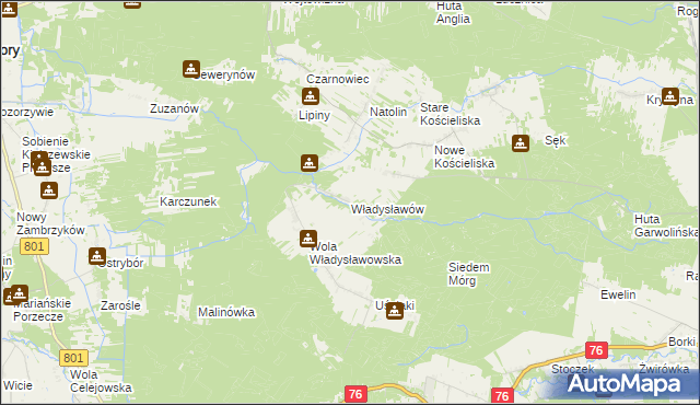 mapa Władysławów gmina Garwolin, Władysławów gmina Garwolin na mapie Targeo