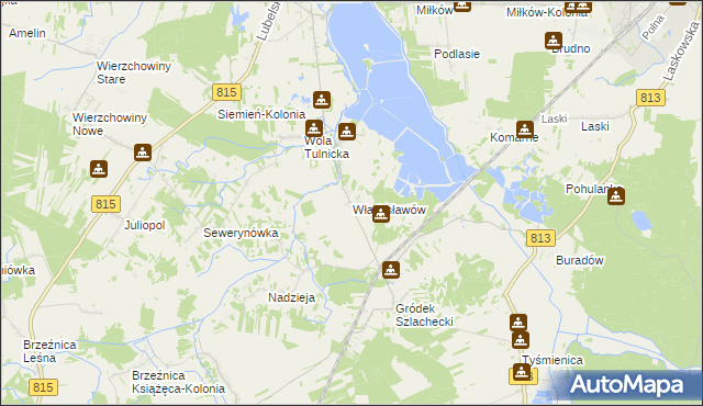 mapa Władysławów gmina Siemień, Władysławów gmina Siemień na mapie Targeo