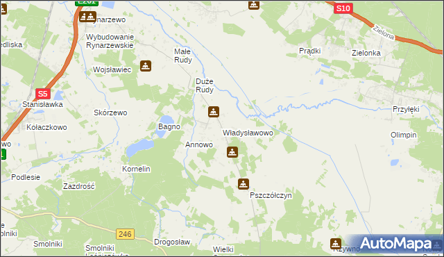 mapa Władysławowo gmina Łabiszyn, Władysławowo gmina Łabiszyn na mapie Targeo