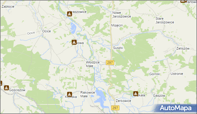 mapa Włodzice Wielkie, Włodzice Wielkie na mapie Targeo