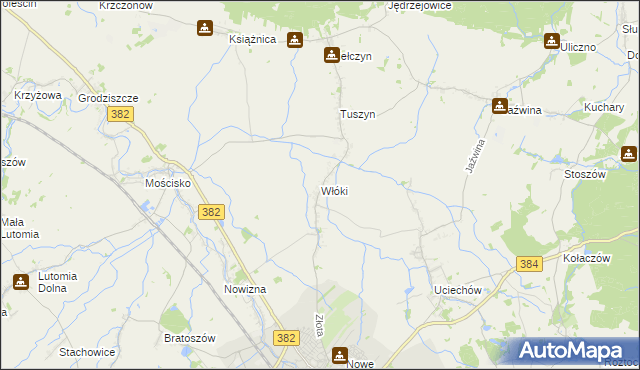 mapa Włóki gmina Dzierżoniów, Włóki gmina Dzierżoniów na mapie Targeo