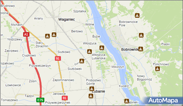 mapa Włoszyca Lubańska, Włoszyca Lubańska na mapie Targeo