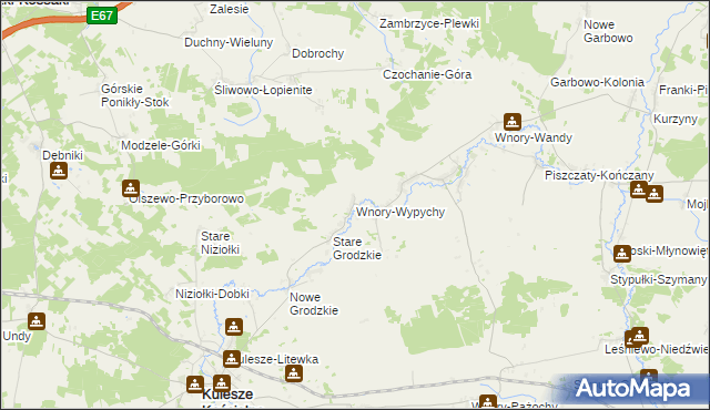 mapa Wnory-Wypychy, Wnory-Wypychy na mapie Targeo
