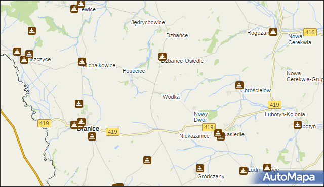 mapa Wódka gmina Branice, Wódka gmina Branice na mapie Targeo