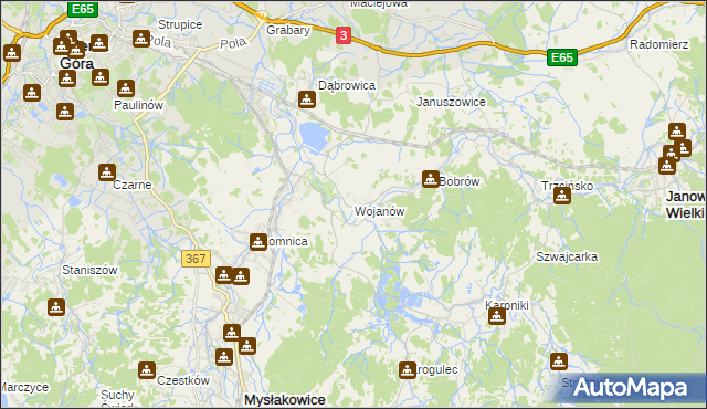 mapa Wojanów, Wojanów na mapie Targeo