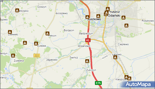 mapa Wojanowo, Wojanowo na mapie Targeo