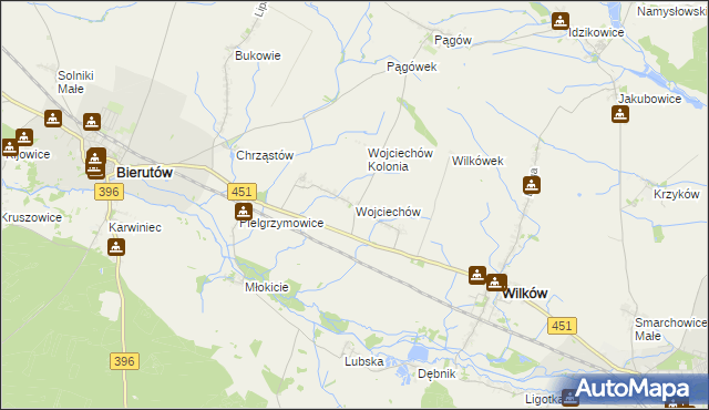 mapa Wojciechów gmina Wilków, Wojciechów gmina Wilków na mapie Targeo