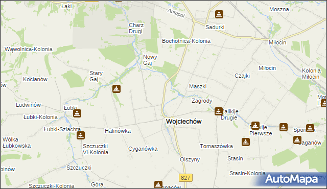 mapa Wojciechów-Kolonia Piąta, Wojciechów-Kolonia Piąta na mapie Targeo