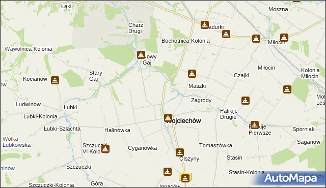 mapa Wojciechów-Kolonia Piąta, Wojciechów-Kolonia Piąta na mapie Targeo