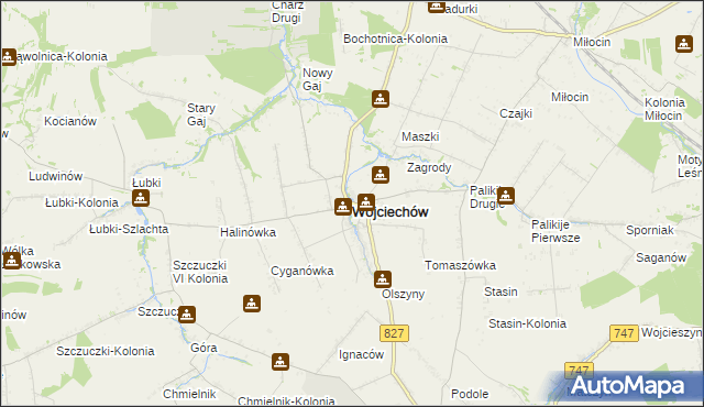 mapa Wojciechów powiat lubelski, Wojciechów powiat lubelski na mapie Targeo