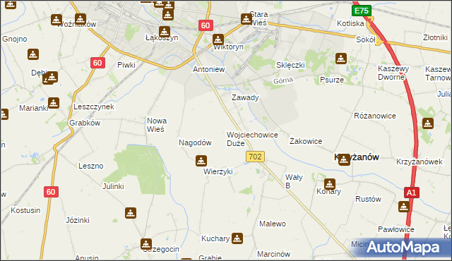 mapa Wojciechowice Duże, Wojciechowice Duże na mapie Targeo