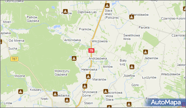 mapa Wojciechówka gmina Policzna, Wojciechówka gmina Policzna na mapie Targeo