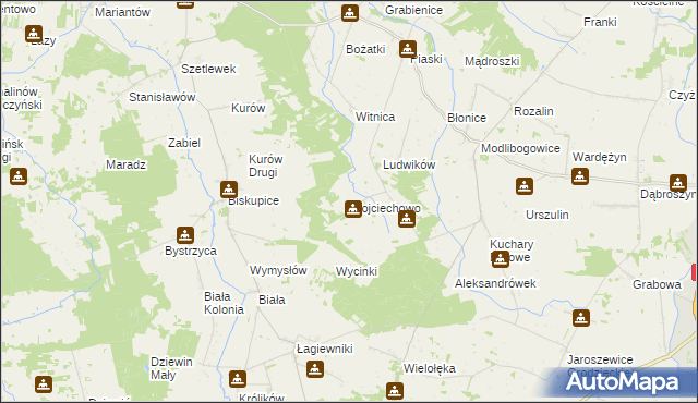 mapa Wojciechowo gmina Rzgów, Wojciechowo gmina Rzgów na mapie Targeo