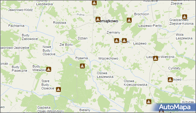 mapa Wojciechowo gmina Siemiątkowo, Wojciechowo gmina Siemiątkowo na mapie Targeo