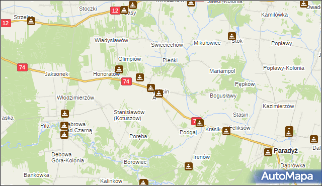 mapa Wójcin B, Wójcin B na mapie Targeo