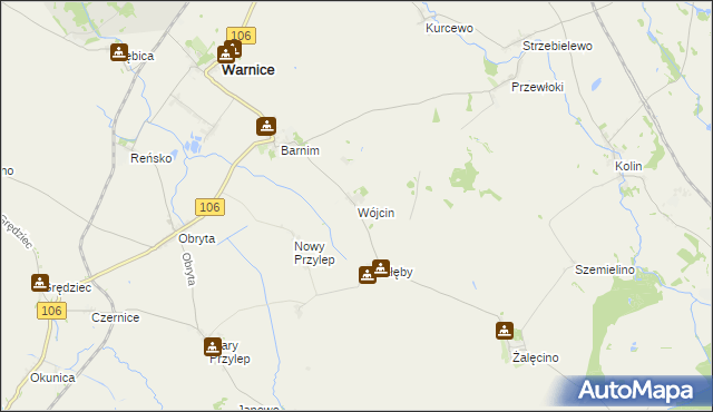 mapa Wójcin gmina Warnice, Wójcin gmina Warnice na mapie Targeo