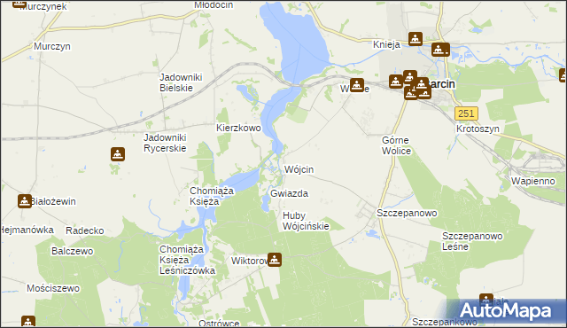 mapa Wójcin gmina Żnin, Wójcin gmina Żnin na mapie Targeo