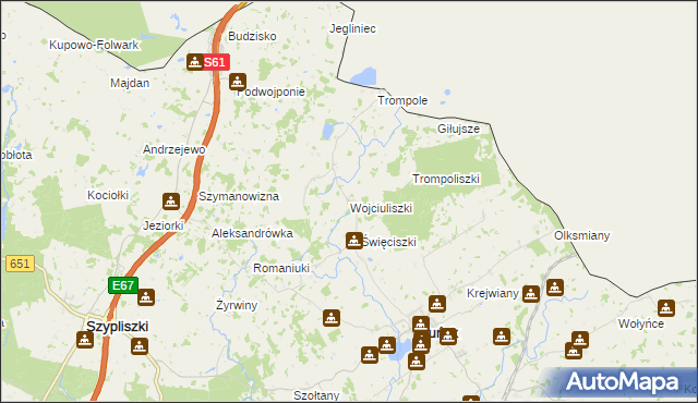 mapa Wojciuliszki, Wojciuliszki na mapie Targeo